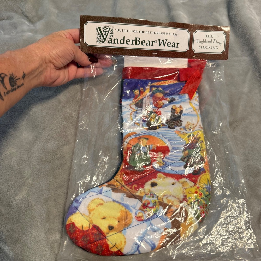 Vintage 1993‎ VanderBear Wear Highland Fling Christmas Stocking New in Package